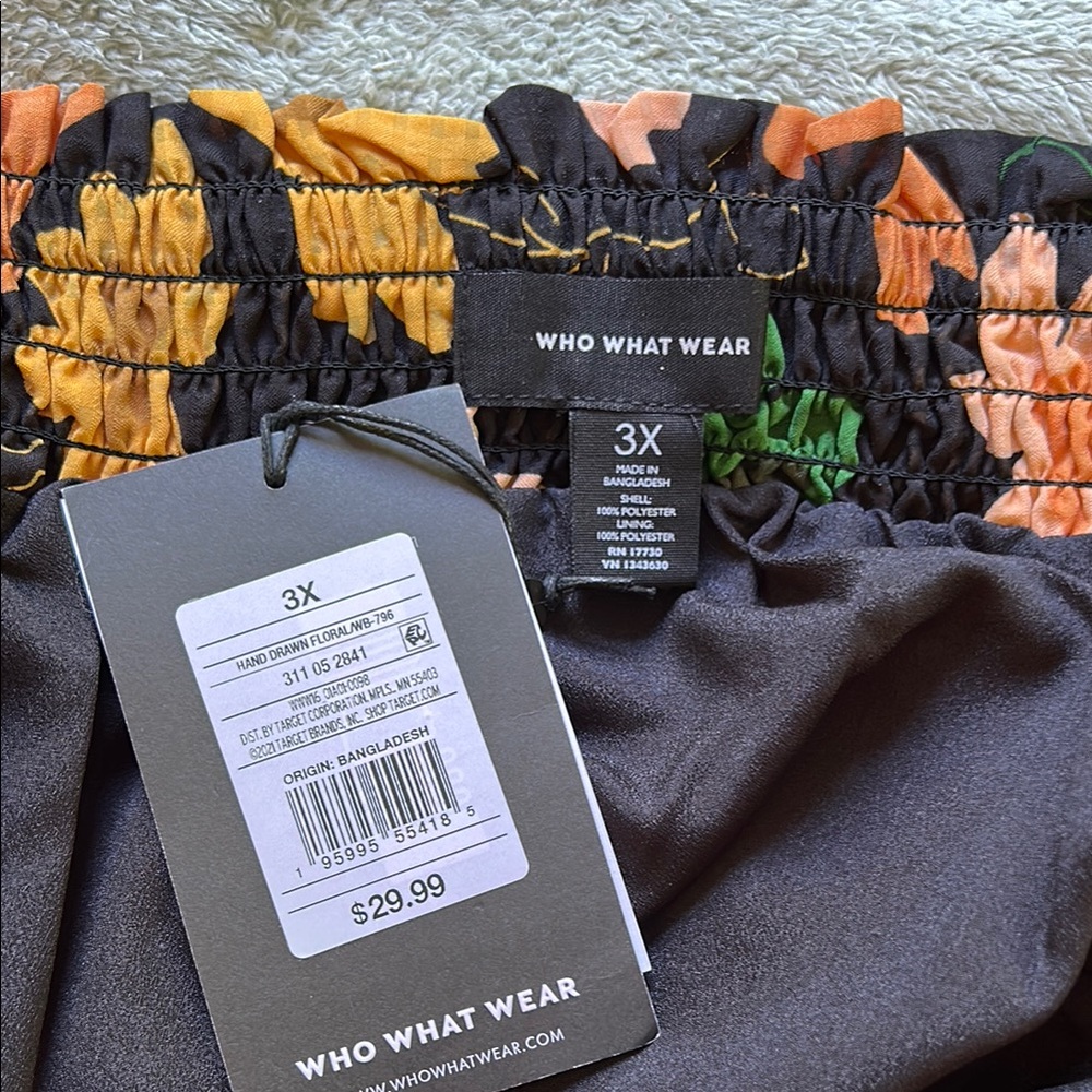 Who What Wear Orange and Green Floral Skirt with Tie Front New 3X - Picture 6 of 8